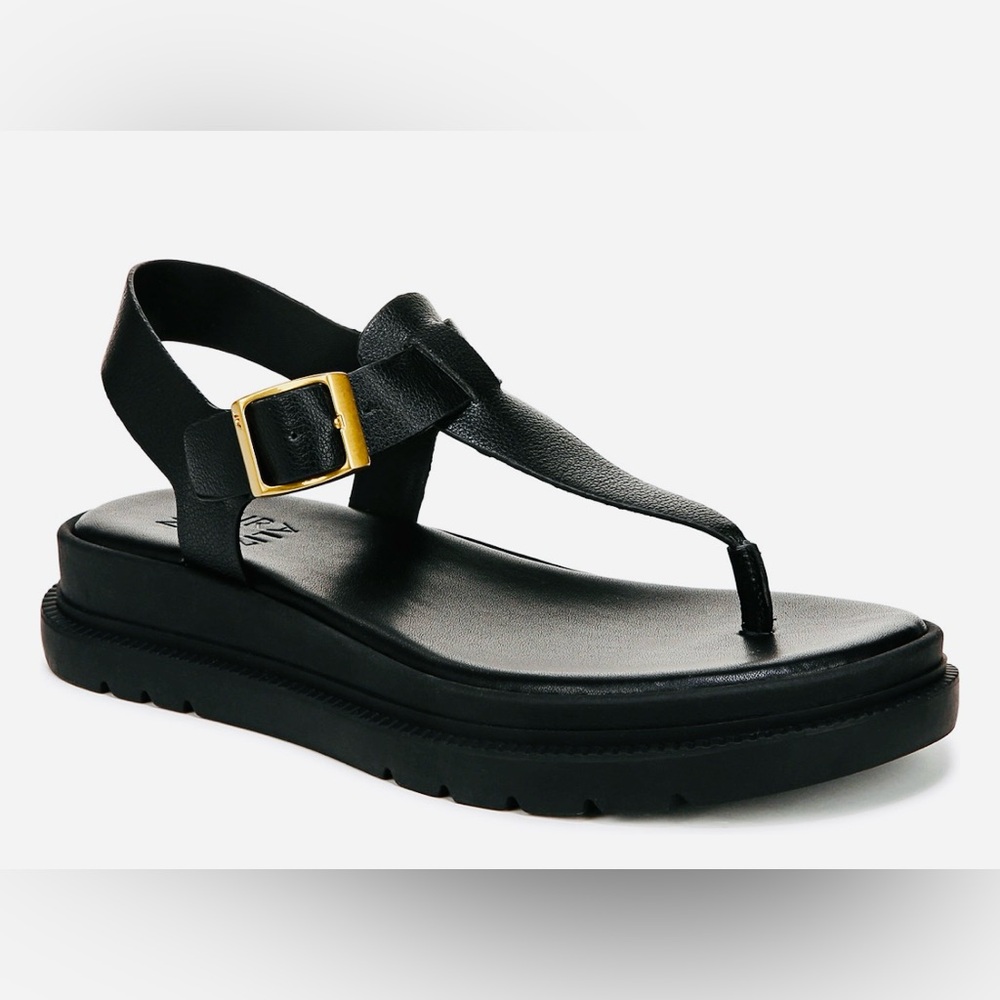 Naturalizer: Alyssa T-Strap Thong Platform Sandals, Black, Size 10